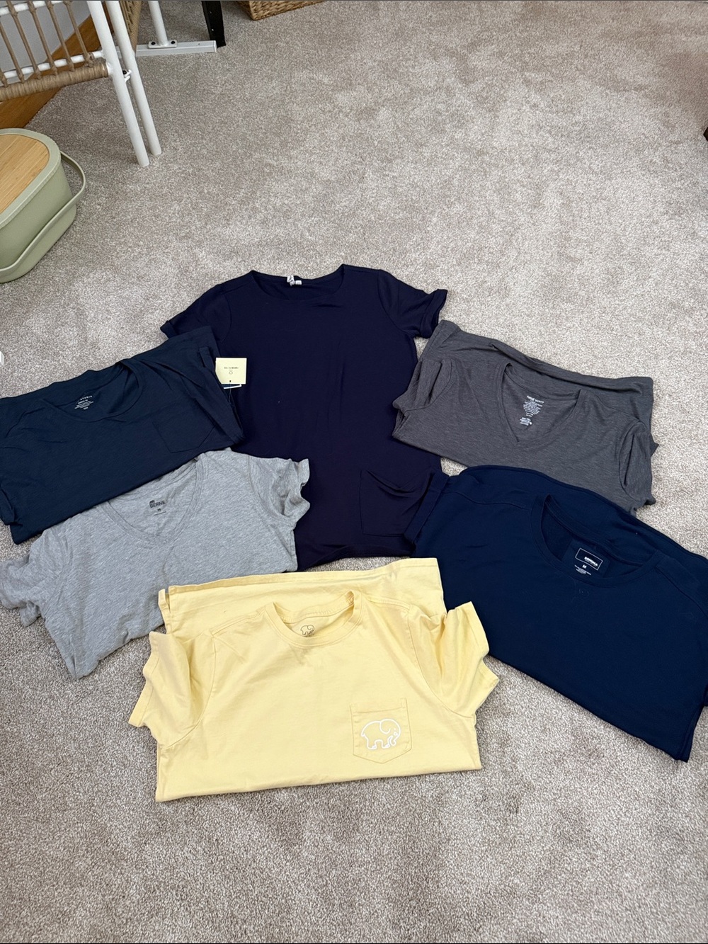Mixed Short-Sleeve Tees Pack — Assorted Navy, Gray & Yellow
